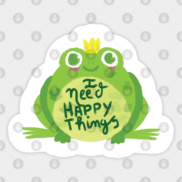 i need happy things(frog) Sticker by remerasnerds